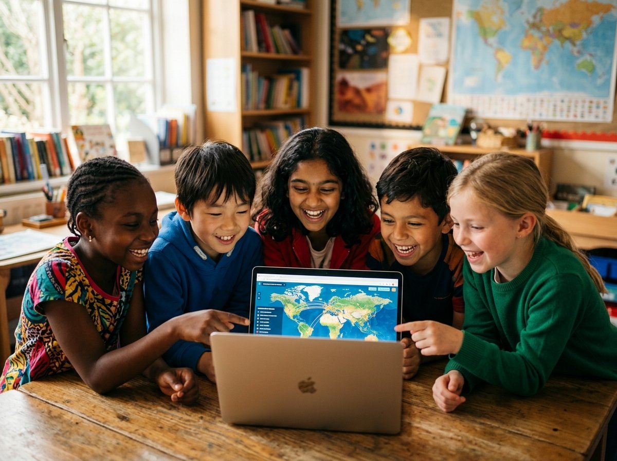 Children learning on a laptop