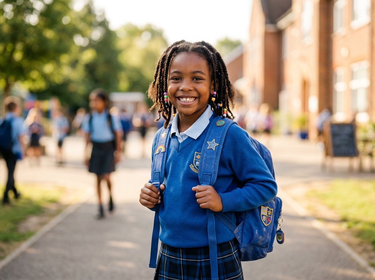 Smiling girl with backpack